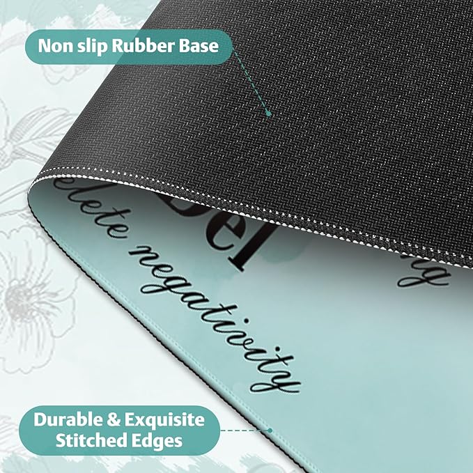 Desk Mat for Keyboard and Mouse, Large Mouse Pad for Desk, Non-Slip Keyboard Pad, Computer Mats for Desktop, Cute Pad with Stitched Edges for Office, Gaming I Mint Green Ctrl Alt Del