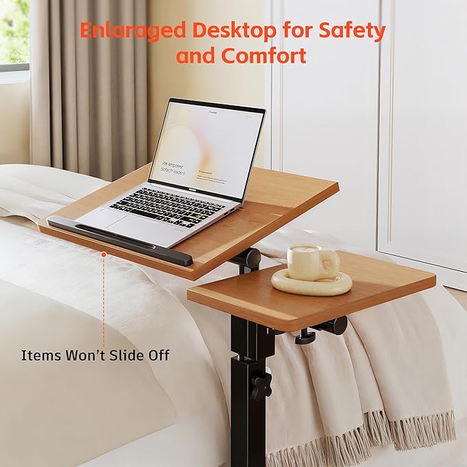 Mobile Adjustable Height Laptop Stand PC Computer Portable Notebook Swivel Laptop Desk Rolling Table Desk Cart Tiltable with Wheels Casters& Mouse Pad Table