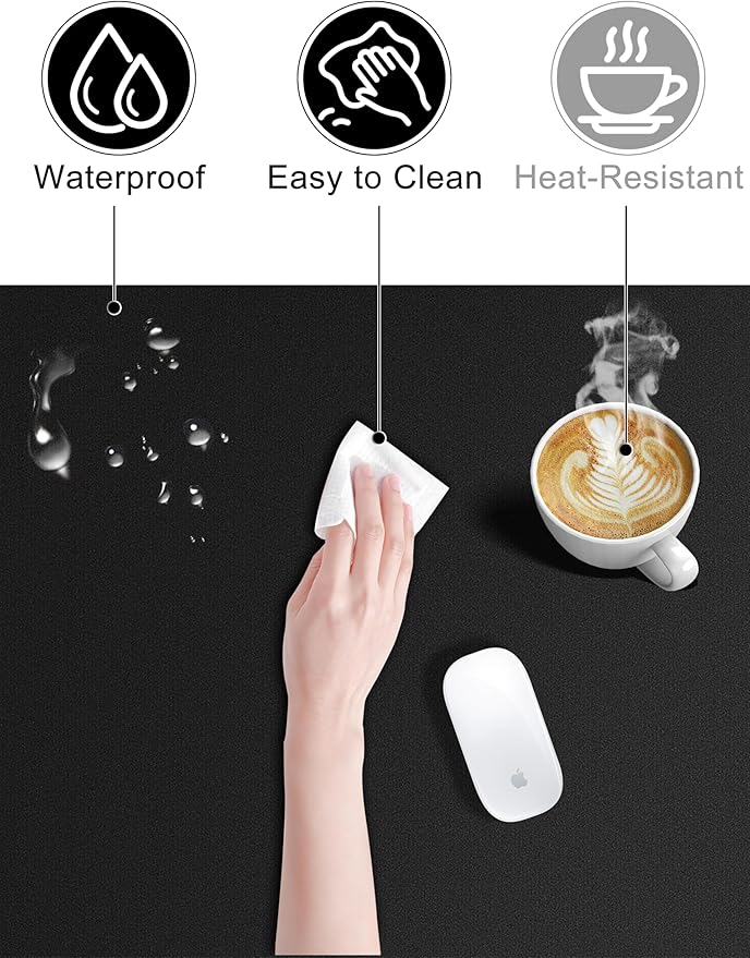 TopMade Mouse Pad with 15W Wireless Charging, Removable 8-Digit Solar Calculator, 31.5" x 15.75" XXL Large Desk Pad, Gaming Computer Keyboard Pad, Waterproof Mousepad Home Office Desk Mat, Black