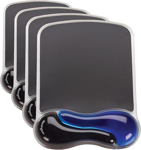 Kensington Duo Gel Mouse Pad with Wrist Rest,Ergonomic Wrist Support for Pain Relief,Comfortable Non-Skid Gel Pad for Computer,Laptop,Office & Home 9.6" x 7.6",Blue K62401AM,(Pack of 4)
