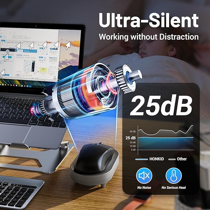 HONKID Undetectable Mouse Mover Jiggler with ON/Off Switch and USB Port Drive-Free,Simulate Physical Automatically Mouse Movement,Prevent Computer Laptop Inactive/Lockdown (Silver)