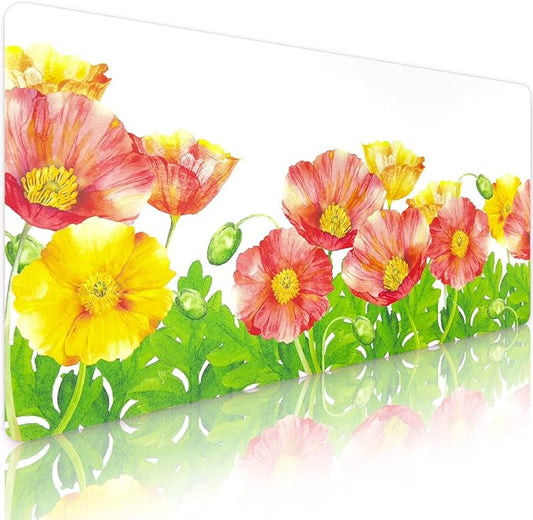 Bloss Desk Mat Field Poppy, Leather Desk Pad, Desk Matt for Desktop, Waterproof Desk Pad Mat, Computer Mat for Office/Home/Decor/Desk Protector(31.5 x 15.7 Inches)