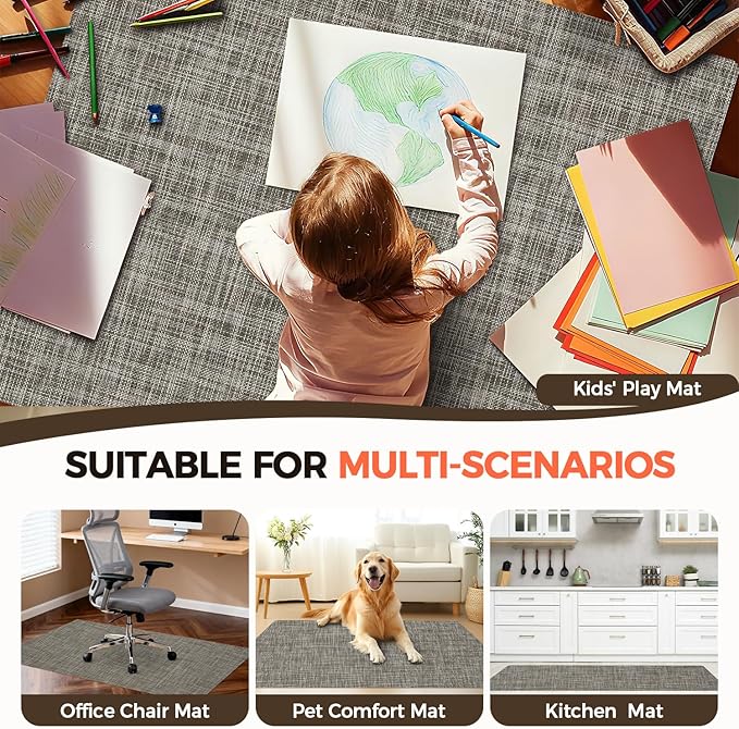 BAGAIL Office Chair Mat for Hardwood Floor, 35"x47" Heavy Duty Computer Chair Mat - Fast Flat & Smooth Glide - Non-Slip Desk Chair Floor Protector for Home Office - Brown