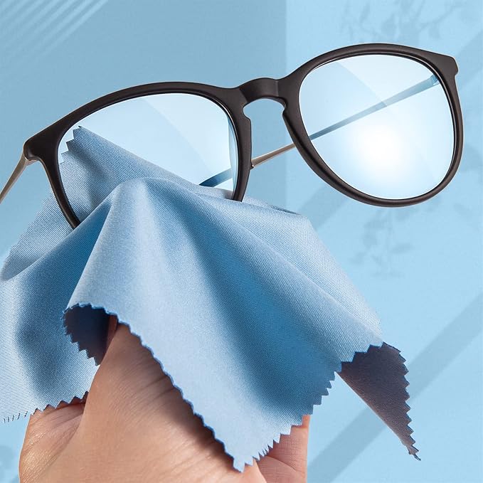 Eyeglass Cleaning Cloth Glasses Cleaner 12Pack Microfiber Lens Cleaner Eyewear Sunglass Wipes for Glass Jewelry Screen Camera Lint Free Thick 5x6 Inch (Blue, 5x6)