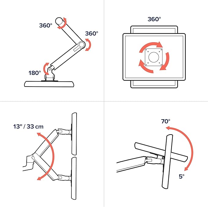 Ergotron – LX Vertical Stacking Dual Monitor Arm, VESA Desk Mount – for 2 Monitors Up to 40 Inches, 7 to 22 lbs Each – Tall Pole, Polished Aluminum