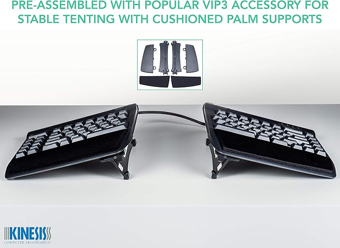 KINESIS Freestyle2 USB-A Ergonomic Keyboard w/ VIP3 Lifters for PC (9" Separation) (KB820PB-US)