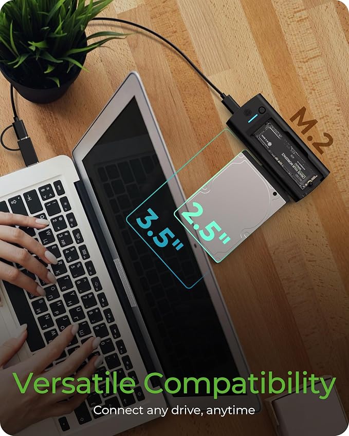 M.2 NVMe/SATA & 2.5”/3.5” Hard Drive Docking Station, ICY BOX SATA to USB Adapter, 10Gbps Hard Drive Reader for M Key & B+M Key NVMe and SATA HDD SSD Hard Drive, Tool-Free Aluminum M.2 SSD Enclosure