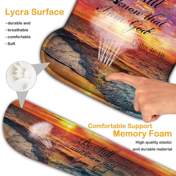Ergonomic Mouse Pad, Mouse Wrist Rest Pad + Keyboard Wrist Rest Pad + Coaster, Made of Memory Foam, Easy to Use and Relieve Wrist Pain, Computer, Games, Office, Home - Sunsets, Beaches and Waves