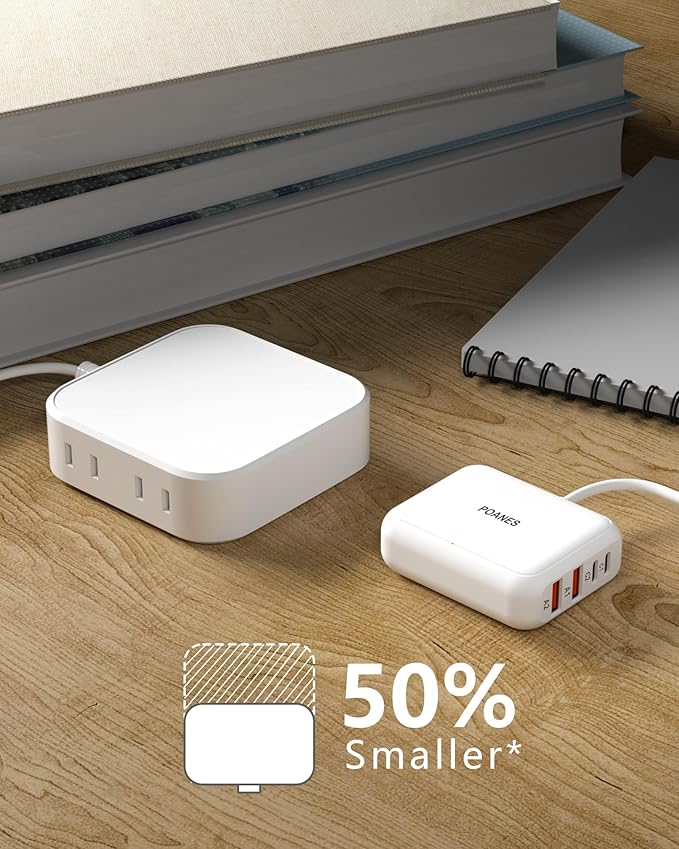 8-Port USB Charger, Multi-Port Travel USB C Charger, Mini Charging Station with USB C and A Ports, Charging Station Block for Traveling, Camping Compatible with Phone, Earbud (Grayish White)