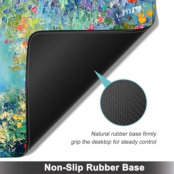 Large Mouse pad and Keyboard Support Set, Ergonomic Memory Foam Keyboard Wrist Rest, Extended Gaming Mouse Pad with Stitched Edges, Black Cat in The Garden XXL Desk Mat (31.5 X 11.8 in)