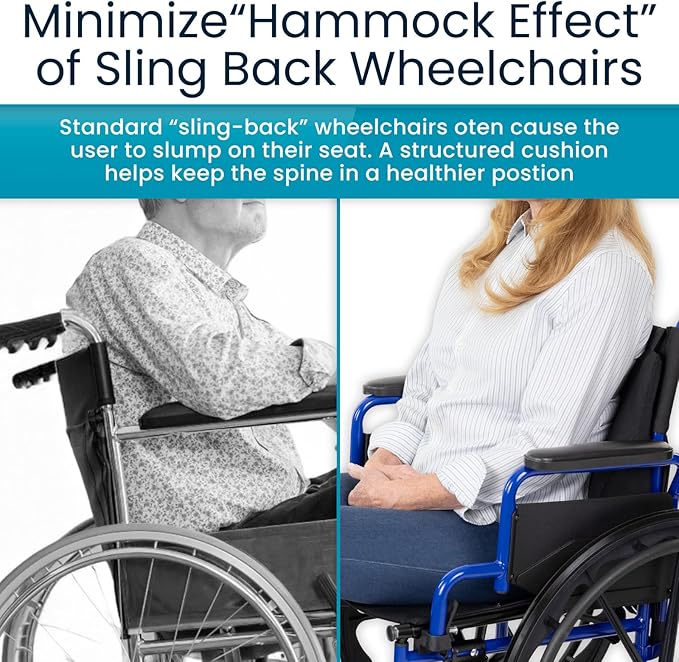Vive Wheelchair Lumbar Support Cushion - Chair Pad for Back Pressure Relief - Memory Foam Backrest - Superior Comfort Curve -Fits Most Wheelchairs or Transport Chairs -Improves Posture (18"x17"x3")