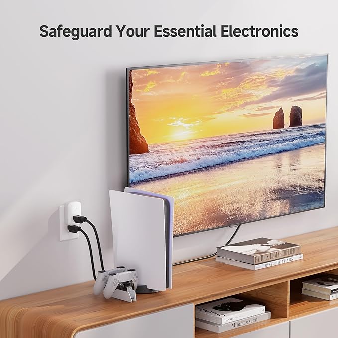 [ETL Listed] Cable Matters 1350 Joules Single Outlet Surge Protector for TV, PC, Xbox, PS5, Refrigerator, Treadmill, 15A/1875W, 500V Clamping Voltage Wall Surge Protector Outlet, White
