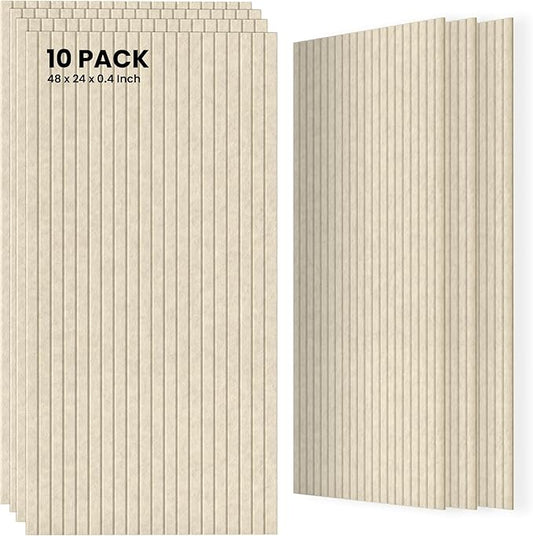 10 Pack Large Acoustic Panels, 47.2 x 23.6 x 0.35 Inch Sound Proof Foam Panels for Walls，Premium Noise Dampening Panels,Sound Panels for Media Room, Office and Studio,Camel