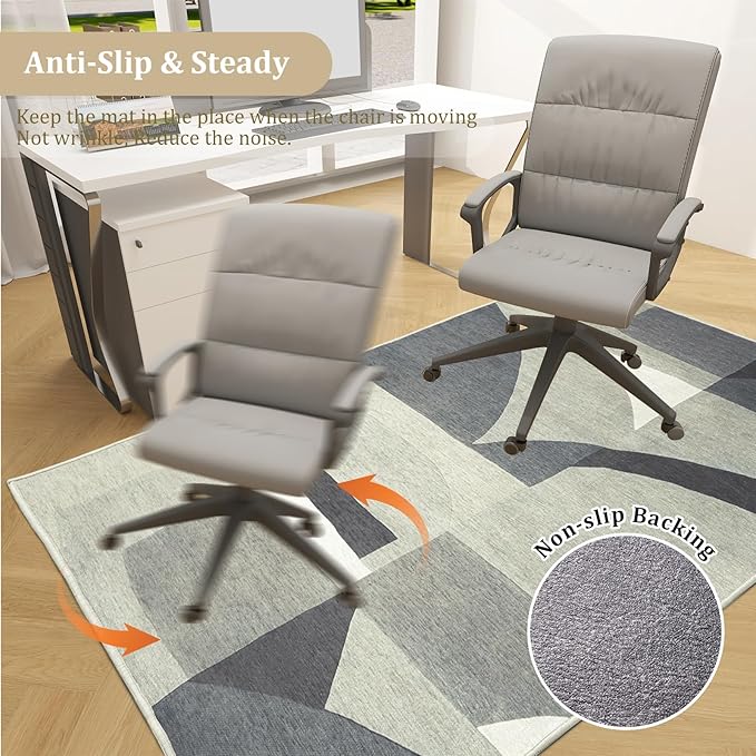 Office Chair Mat for Hardwood Floor, 72"x48" Easy Glide Computer Desk Mat Protector for Rolling Chair Under Desk Rug Nonslip Backing, Machine Wash, (Modern)