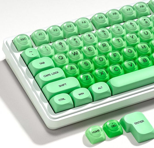 PBT Keycaps, XVX Green Apple Jelly HOA Profile, 132-Key Cute Custom Keycaps (for Mechanical Keyboards with Cherry/Gateron MX Switches)-Apple Green