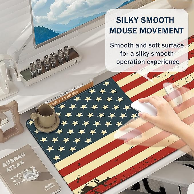 Mouse Pad Gaming - Desk Mat for Keyboard and Mouse - American Antique Flag Large Mouse Pads for Desk, Desks Pad Mat(35.4" X 15.7") with Non-Slip Base, Gaming Mousepad for Game, Office and Home