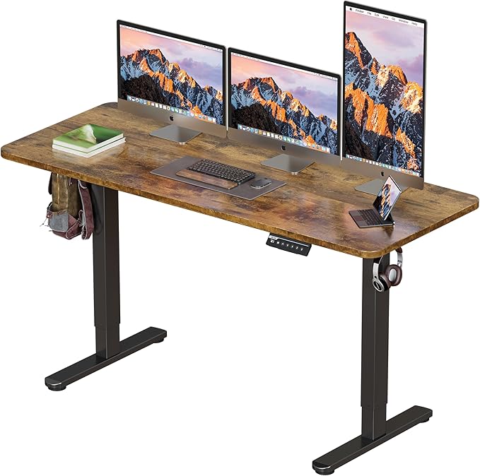 BIZUM Electric Standing Desk 60 x 24 Inch Computer Desk-Gaming Desk Rustic Brown Home Office Desks Height Adjustable Memory Stand Up Computer Workstation