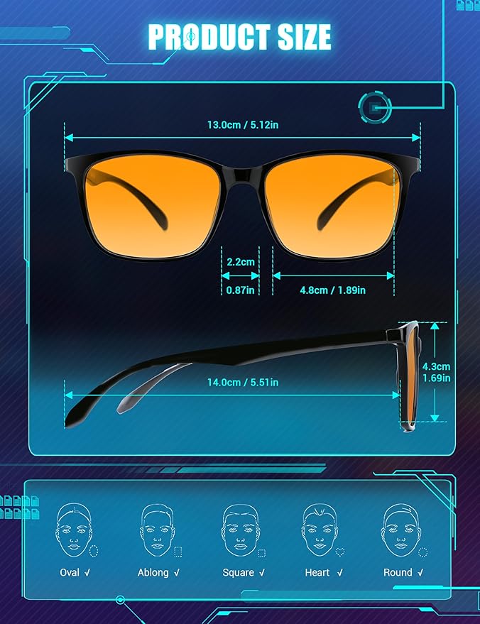 TIJN Sleep Glasses for 99.9% TR90 Blue Green Light Blocking Dual AR Coatings Red Lens for Computer Gaming Reduce Eyestrain, Multi Color