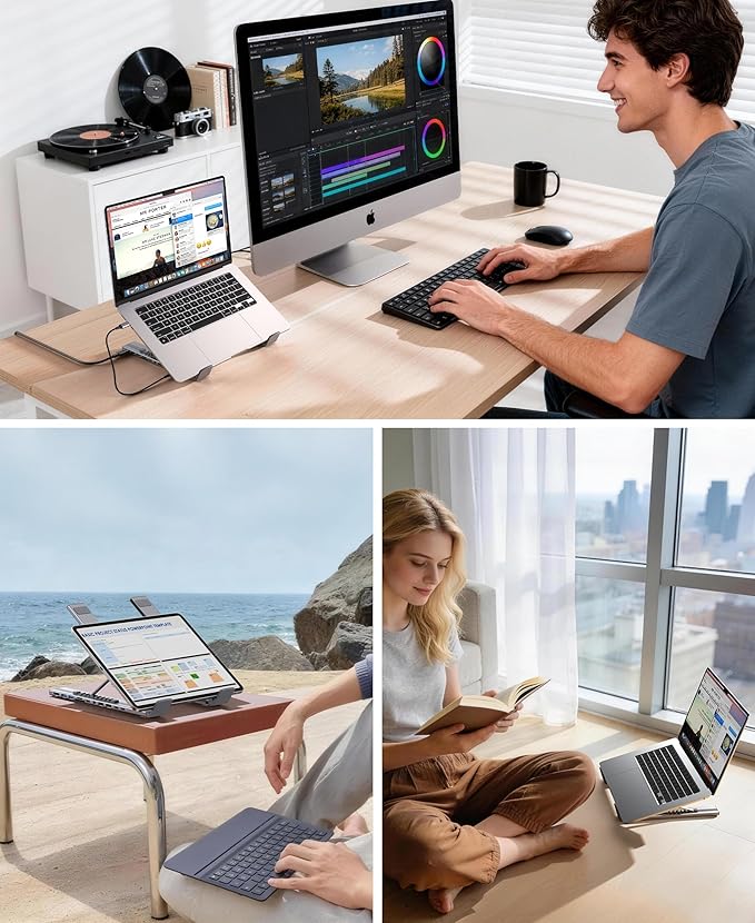 Laptop Docking Station Stand, Dock Tablet Stand, 11 in 1 USB C Hub with 4K@60Hz HDMI,2 USB3.0,2 USB2.0,PD 100W,USB C 3.0+SD/TF+Audio Universal Dock Station for MacBook Pro/Air/Dell/HP/Surface/Lenovo