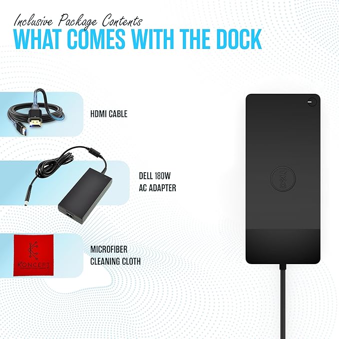 WD19S Dell Docking Station Dual Monitor - Dock Station with 180W + USB Type-C + HDMI + Dual DisplayPort - Ultimate Laptop Docking Station
