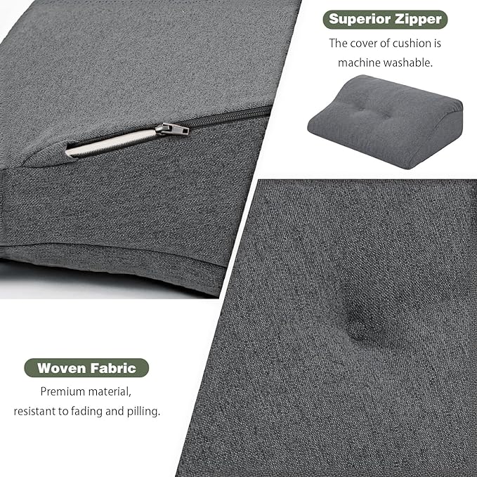 baibu Lumbar Support Pillow for Recliner, Large Memory Foam Dual-Layer Patent Design Back Support Cushion for Sofa & Gaming Chair, Ergonomic Lumbar Pillow with Machine Washable Cover, Dark Grey, 1P