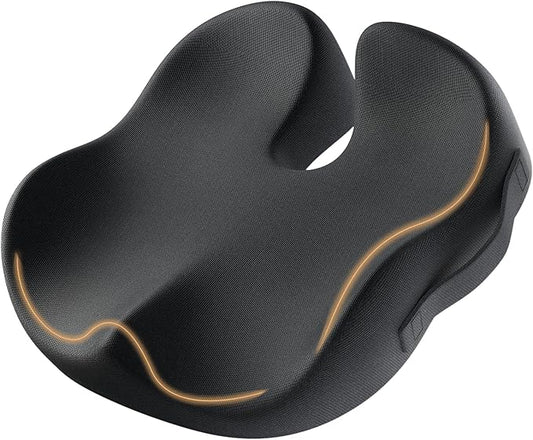 ProtoArc Seat Cushion, Office Chair Cushion for Sciatica, Coccyx Cushion, Ergonomic Memory Foam Seat Cushion for Car, Home, Pressure Relief Pad for Hip, Tailbone, All Day Comfort - Black