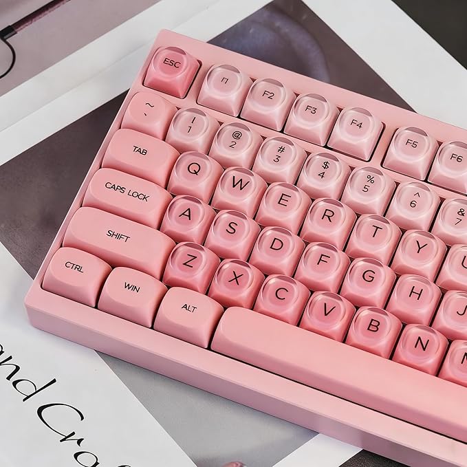 Sumgsn 132 Keys PBT Jelly Keycaps MOA Profile Sakura Pink Foundation Keycaps Comaptible with Wooting Keyboard 61/64/87/104/108 Cherry Mx Switches Mechanical Keyboards