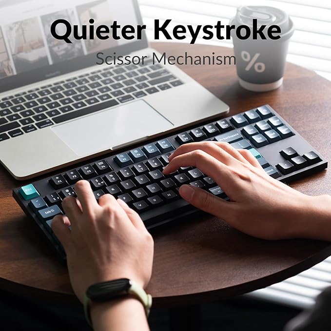 Keychron B33 2.4 GHz Wireless Bluetooth Keyboard Silent Typing 80% TKL Layout Launcher Support Ergonomic Angle Compatible for Mac Windows Linux-Deep Black