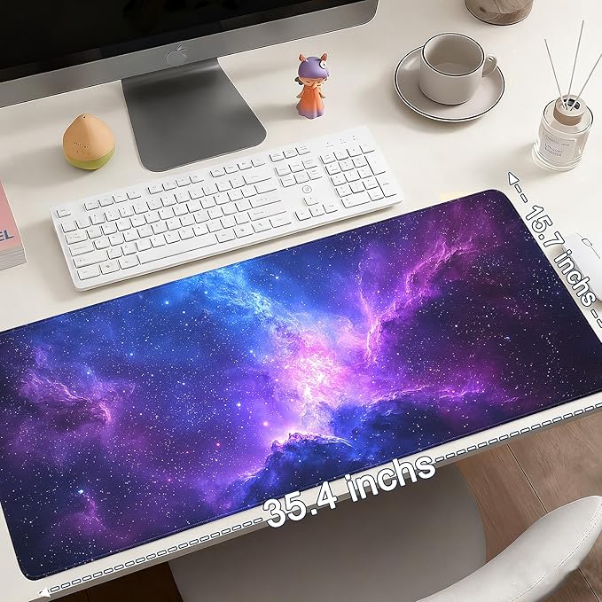 Mouse Pad Gaming - Desk Mat for Keyboard and Mouse - Galaxy Space Large Mouse Pad for Desk, Mousepad (35.4" X 15.7") with Non-Slip Base, Desks Pad Mat for Gaming, Office and Home