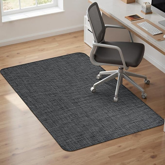 Sycoodeal Office Chair Mat for Hardwood & Tile Floor, 36" x 48" Computer Gaming Chair Mat for Rolling Chairs Non-Curve, Anti-Slip, Heavy Duty Floor Protector for Home Office (Dark Black)
