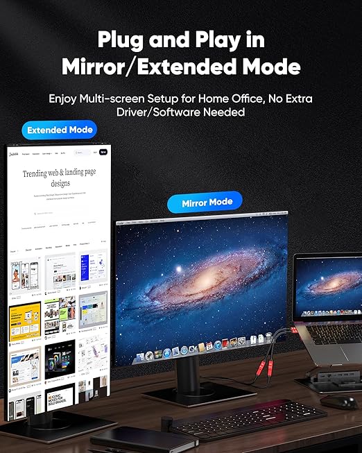 Highwings 4K DisplayPort to HDMI Cable Adapter, DP to HDMI Cable Uni-Directional UHD (2K 60Hz, 1080p 120Hz), Display Port Male to HDMI Female Passive, Monitor Converter for Computer, GPU, AMD, NVIDIA