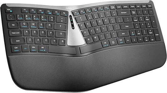 Nulea RT07B Wireless Ergonomic Split Keyboard, Wrist Rest, Natural Typing, Bluetooth and USB Connectivity, USB-C Rechargeable,Compatible with Windows Mac (Silver Black)