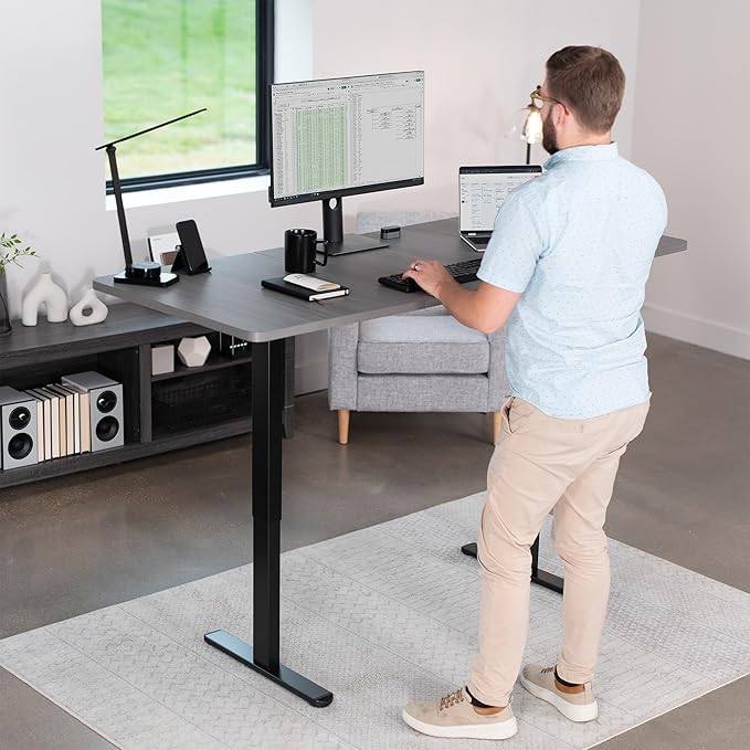 VIVO Electric 71 x 30 inch Stand Up Desk, Height Adjustable, Dark Gray Top Black Frame, Home and Office Furniture Sets, DESK-KIT-0B7G