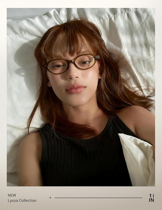 TIJN Lyssa Blue Light Glasses for Women Men,Retro 90s Oval Cat Eye Frame Eyeglasses,Lightweight TR90 Computer Gaming Eyewear