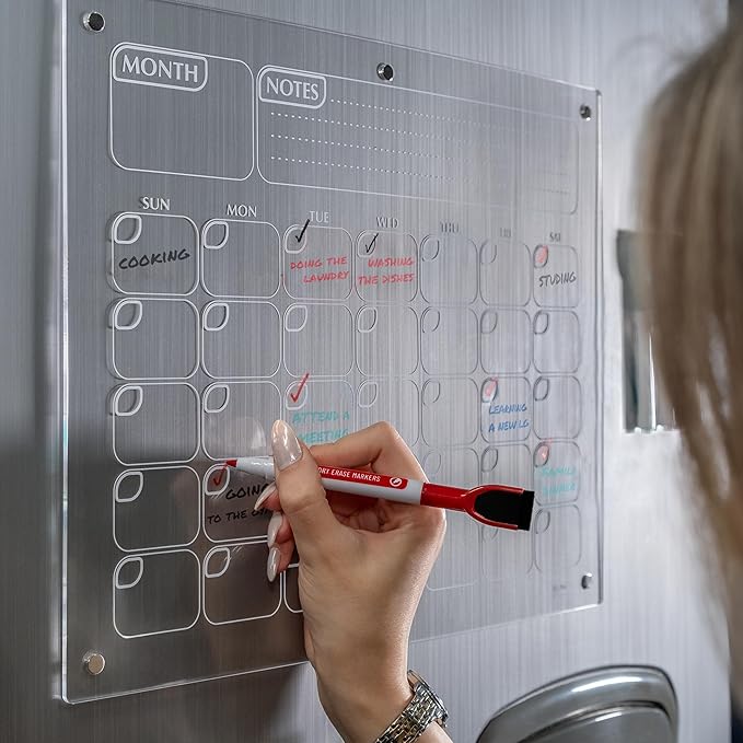 Mr. Pen- Dry Erase Calendar for Fridge, Magnetic, 14.7 x 11.8, Magnetic Calendar with 4 Dry Erase Markers, Magnetic Calendar for Fridge, Magnetic Whiteboard Calendar, Dry Erase Fridge Calendar