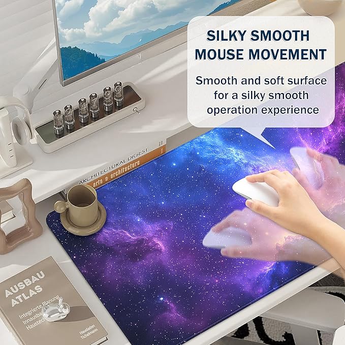 Mouse Pad Gaming - Desk Mat for Keyboard and Mouse - Galaxy Space Large Mouse Pad for Desk, Mousepad (35.4" X 15.7") with Non-Slip Base, Desks Pad Mat for Gaming, Office and Home