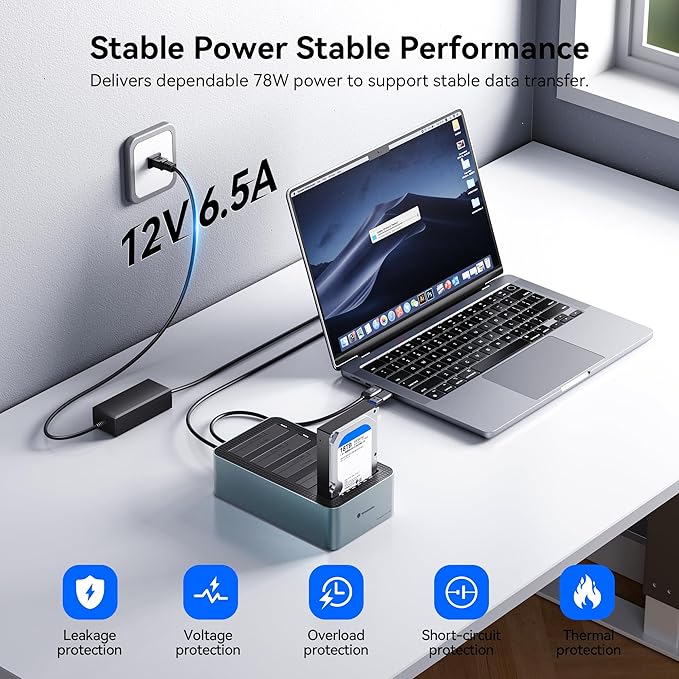 Yottamaster 5 Bay Hard Drive Docking Station Aluminum for 2.5''/3.5'' SATA SSD/HDD, USB 3.2 Gen1 Hard Drive Cloner Duplicator, Supports UASP and Up to 100TB (5x20TB) for 1-to-4 Offline Cloning (KB500)