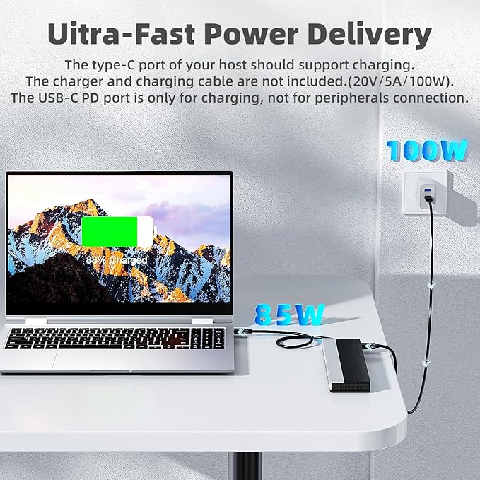 WAVLINK USB-C Docking Station 3 Monitors, Docking Station with HDMI, DP, VGA, 100W PD, USB3.0&2.0, RJ45, SD/TF Slots, Audio/Microphone for Lenovo/HP/Dell etc - Grey