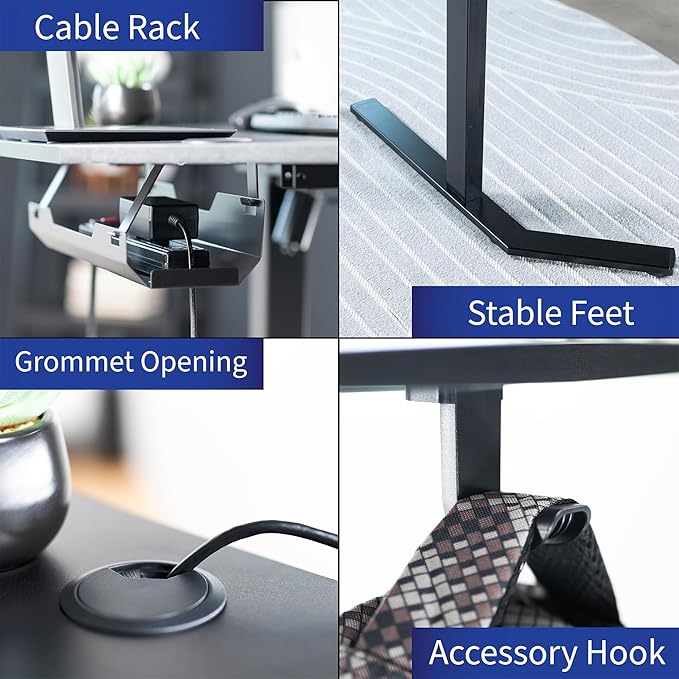 VIVO Electric Corner L-Shaped 55 x 55 in Standing Desk, Memory Height Adjustment, Black Top Black Frame, DESK-E1L110B