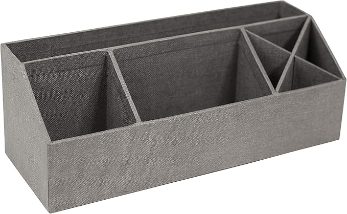 Bigso Elisa Desktop Organizer - Durable Office Desk Organizer with 7 Compartments for Office Supplies and Accessories - 13.1 in x 4.9 in x 4.9 in - Canvas Gray