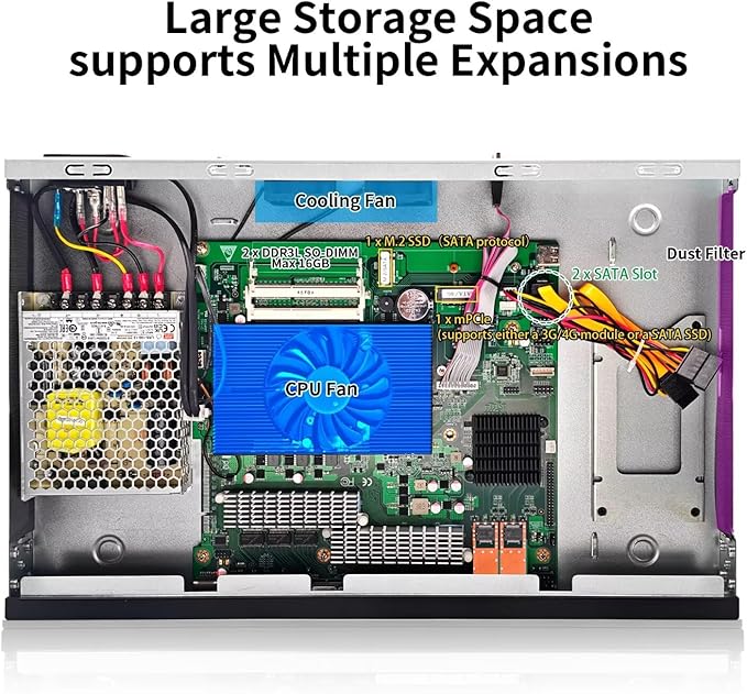 1U Firewall Appliance, Core i5 4300M Z87, 2X 10GBe LAN, 8 x i226V 2.5GbE LAN, OPNsense, VPN, 19 Inch 1U Network Rackmount, VGA, Console, USB3.0, DDR3L 16G RAM 256G SSD