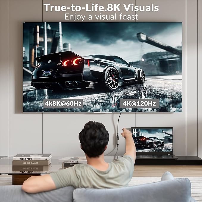 8K USB C to DisplayPort Adapter, Type-C Male (Source) to DisplayPort 1.4 Female (Screen) Converter Connector,8K@60Hz,4K@144Hz,4K@120Hz for iPhone 15 Series, MacBook Pro, Air, iPad Pro, Galaxy S23