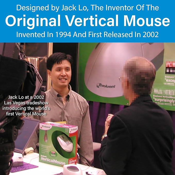 Evoluent – Inventor of The Vertical Mouse – VMDM Ergonomic Vertical Mouse Right Hand Medium Wired USB, Sculpted for Comfort, Reduces Wrist Strain, 4 Speeds, 6 Customizable Buttons in Windows
