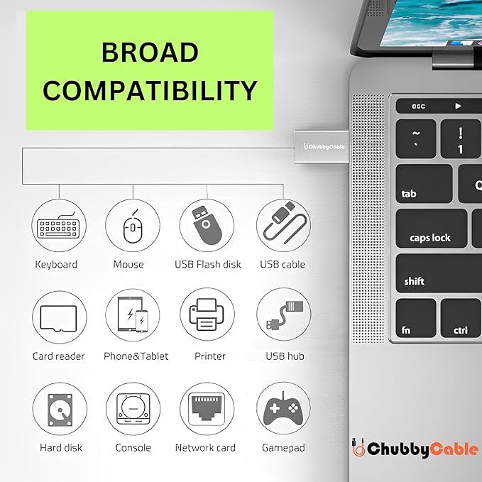 chubbycable USB to USB C Adapter 2Pack USBC Female to A Male OTG Charger Type C to USB A Charger Cable Converter for Mobile Phone, Computer, Laptop, Earphone, Mouse Keyboard, CarPlay