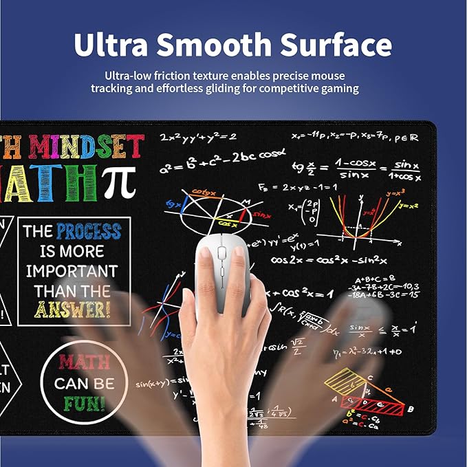 Extra Large Gaming & Office Mouse Pad (31.5" x 11.8") – Math Science Inspirational Quote Colorful Formulas Slide Design, Premium Anti-Slip XXL Desk Mat with Durable Stitched Edges