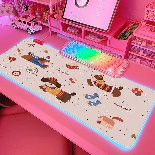 JMIYAV Pink RGB Gaming Mouse Pad 31.5x12 Inch PC XL Large Extended Glowing Led Light Up Desk Pad Non-Slip Rubber Base Computer Cute Mousepad Mat Desk Accessories Gaming Setup 33-1406