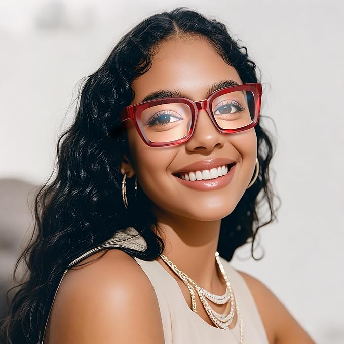 VISOONE Chunky Square Blue Light Blocking Glasses with Anti Computer Glare for Working Women Men MONTANA