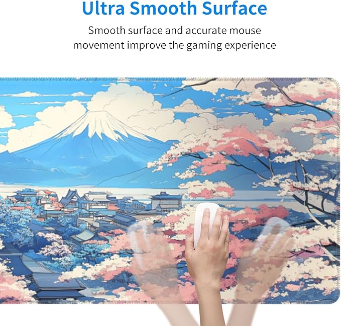 Japanese Desk Mat Large Gaming Mouse Pad Japanese Extended Mousepad Big in Laptop Computer Mouse Keyboard Mat for Office Desk Decor 31.5x12 in