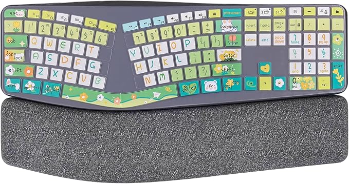 Cute Silicone Keyboard Cover for Logitech Ergo K860 Ergonomic Keyboard, US Layou, Cute Flowers