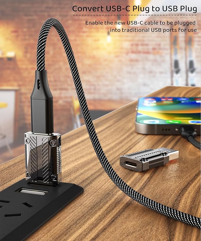 USB to USB C Adapter Pack-2,Type C Female to USB Male Converter Compatible with Apple MagSafe Watch 7/8/9/10/SE/Ultra, iPhone 16 15 14 13 12 Mini Pro Max,iPad,Galaxy Note,Google Pixel 9 8 7